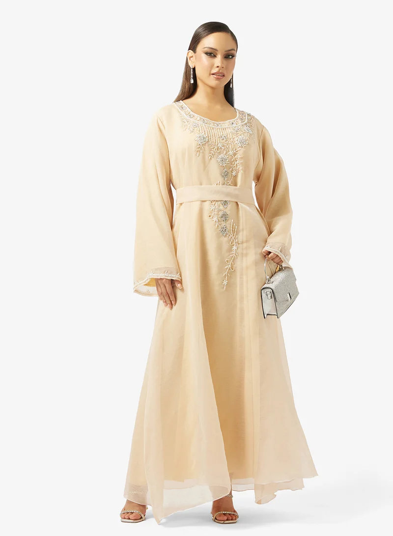 hayas closet  Embellished Belted Jalabiya for Women | Best Price UAE